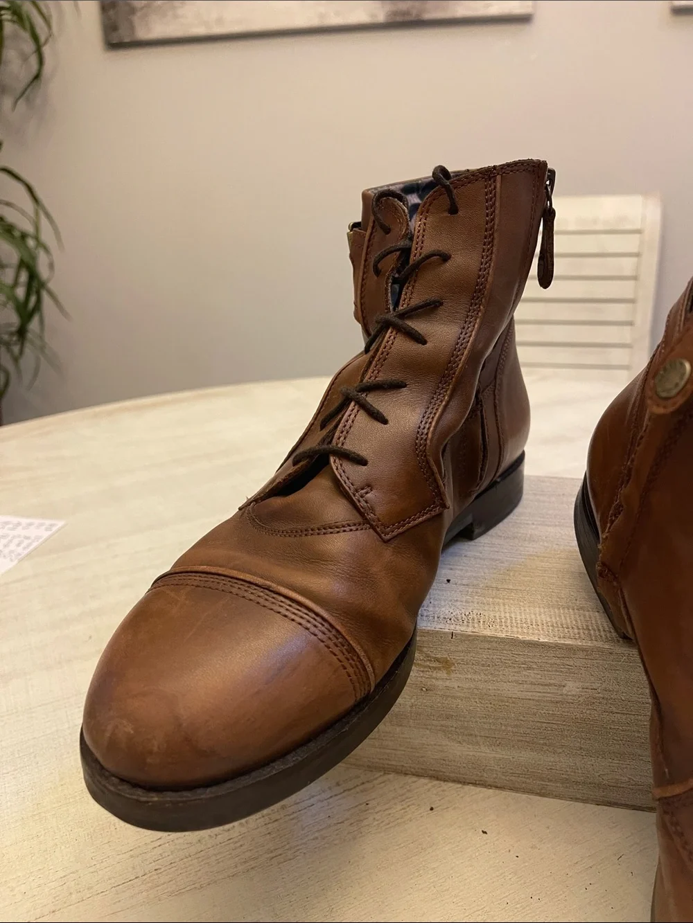 Geox Men's Tan Leather Chukka Boots with Buckle Detail